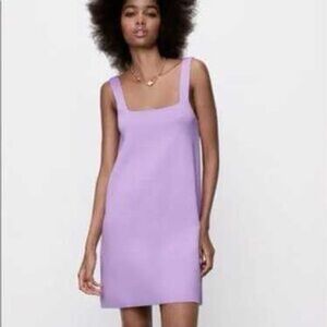 Zara Lilac Square-Neck Mini Dress